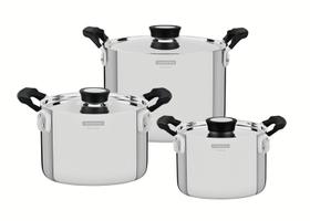 Conjunto de Panelas Aço Inox 3PC Grano Compact Tramontina