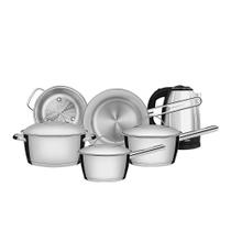 Conjunto De Panelas Allegra Inox 5 Peças E Chaleira Elétrica Ech01 1,8l 220v - Eos 220v Conjunto De Panelas Allegra Inox 5 Peças E Chaleira Elétrica Ech01 1,8l 220v - Eos 220v