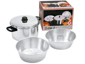 Conjunto De Panelas Alumínio Fortaleza Polido - 781131 Banho Maria Conjunto De Panelas Alumínio Fortaleza Polido - 781131 Banho Maria