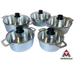 Conjunto de Panelas Alumínio Fundido Nº 16 a 24 Polida Tampa de Vidro Conjunto de Panelas Alumínio Fundido Nº 16 a 24 Polida Tampa de Vidro