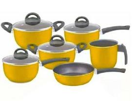 Conjunto de panelas amarelo 06 peças Antiaderente