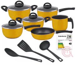 Conjunto de panelas amarelo 09 peças antiaderente