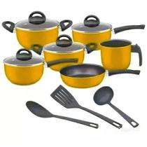 Conjunto de panelas amarelo 09 peças Antiaderente Conjunto de panelas amarelo 09 peças Antiaderente