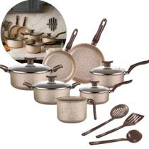 Conjunto De Panelas Antiaderente 10 Peças Coffee Cappuccino tampa de vidro