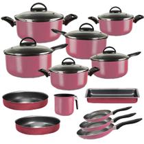 Conjunto De Panelas Antiaderente 13 Peças Teflon Elegan Rose