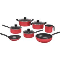 Conjunto de Panelas Antiaderente 7 Peças Brinox Garlic 7001/441 Vermelho Conjunto de Panelas Antiaderente 7 Peças Brinox Garlic 7001/441 Vermelho
