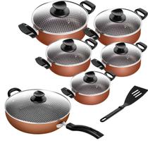 Conjunto De Panelas Antiaderente Spesso Caçarola + Frigideira Wok N 30 Cobre 6 Peças Patolux