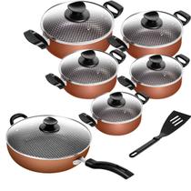 Conjunto De Panelas Antiaderente Spesso Caçarola + Frigideira Wok N 30 Cobre 6 Peças Patolux