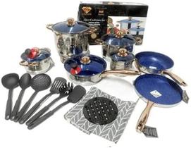 Conjunto De Panelas Antiaderente Teflon 23 Peças Com Avental Conjunto De Panelas Antiaderente Teflon 23 Peças Com Avental