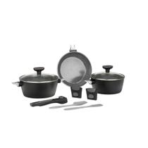 Conjunto de Panelas Antiaderente Versat Cook 5 Peças com Cabo Removível Preto Mimo Style