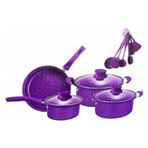 Conjunto de panelas antiaderentes, 13 peças roxas com utensílios resistentes ao calor