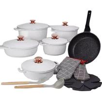 Conjunto De Panelas Antiaderentes 18 Peças Aluminio Fundido Cor Branco Conjunto De Panelas Antiaderentes 18 Peças Aluminio Fundido Cor Branco