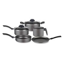 Conjunto de panelas basic antiaderente cinza 5 peças - Alegrete