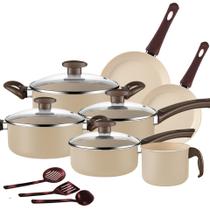 Conjunto de Panelas Belga Antiaderente 10 Peças Bege + Utensílios - Marpal Conjunto de Panelas Belga Antiaderente 10 Peças Bege + Utensílios - Marpal