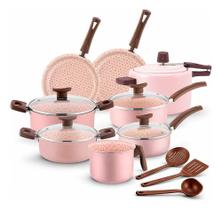Conjunto De Panelas Belíssimo 11 Peças Rose + Pressão 3l Rosa