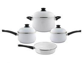 Conjunto de panelas bojuda branca 4PC Mae Ágata Ewel Conjunto de panelas bojuda branca 4PC Mae Ágata Ewel