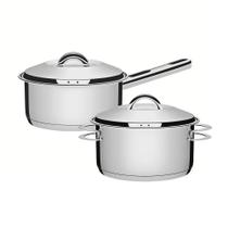Conjunto De Panelas Caçarolas Inox Solar Fundo Triplo Indução ø 16cm Pit4 E Pit7 - Tramontina Conjunto De Panelas Caçarolas Inox Solar Fundo Triplo Indução ø 16cm Pit4 E Pit7 - Tramontina