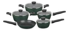 Conjunto de panelas Carmela 5 pecas de Aluminio Forjado Revestimento Ceramicflon Garden
