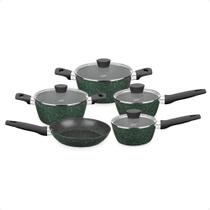 Conjunto de Panelas Carmela Garden 5 Peças em Alumínio Forjado Revestimento Ceramic-Flon cor Verde MTA - 8483 Conjunto de Panelas Carmela Garden 5 Peças em Alumínio Forjado Revestimento Ceramic-Flon cor Verde MTA - 8483