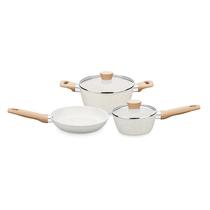 Conjunto de Panelas Carmela Vanilla 3 Peças Ceramic Alumínio Creme 8480 MTA