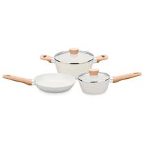 Conjunto de Panelas Carmela Vanilla 3 Peças Creme 8480 MTA Ceramic Flon Antiaderentes