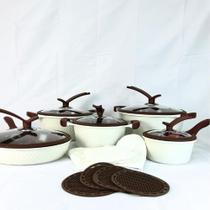 Conjunto de Panelas Cerâmica 22 Peças Premium Antiaderente Fundo Triplo Indução, Gás e Elétrico