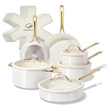 Conjunto de Panelas Chef Power 15 Peças Cerâmica Antiaderente Creme