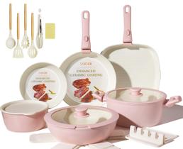 Conjunto de Panelas Coicur 23 Peças Cerâmica Antiaderente Rosa Conjunto de Panelas Coicur 23 Peças Cerâmica Antiaderente Rosa