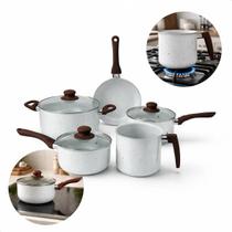 Conjunto De Panelas Com Indução 5 Peças Revestimento Cerâmico Antiaderente Com Leiteira E Frigideira