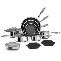 Conjunto de Panelas Cyrder 14 Peças em Aço Inoxidável Antiaderente Conjunto de Panelas Cyrder 14 Peças em Aço Inoxidável Antiaderente