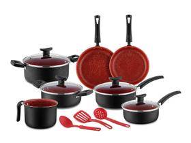 Conjunto de Panelas D'Itália 10 Peças Black/Cherry Teflon