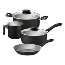 Conjunto de panelas de alumínio com revestimento antiaderente Linz preto com 4 peças - Tramontina Conjunto de panelas de alumínio com revestimento antiaderente Linz preto com 4 peças - Tramontina