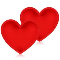 Conjunto de panelas de bolo AOTASO em forma de coração de silicone, 20 cm, vermelho (2 unidades)
