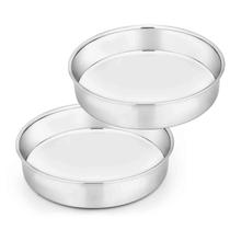 Conjunto de panelas de bolo TeamFar, latas redondas de 8 polegadas em aço inoxidável