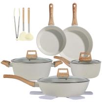 Conjunto de Panelas de Cerâmica Anymark 15 Peças Antiaderente Branco