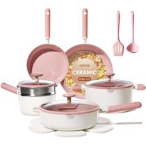 Conjunto de Panelas de Cerâmica CAROTE Antiaderente, 15 Peças, Panelas e Frigideiras, Utensílios de Cozinha, Rosa