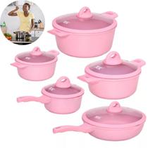 Conjunto De Panelas De Cerâmica Elegante Com Cor Rosa Presente De Natal Perfeito Pronta Entrega Conjunto De Panelas De Cerâmica Elegante Com Cor Rosa Presente De Natal Perfeito Pronta Entrega