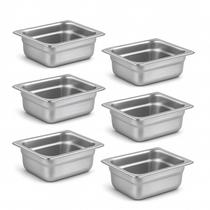 Conjunto de panelas de comida Aplancee 1/6 Hotel Pans, pacote com 6 unidades em aço inoxidável Conjunto de panelas de comida Aplancee 1/6 Hotel Pans, pacote com 6 unidades em aço inoxidável