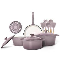 Conjunto de Panelas de Ferro Fundido Esmaltado 10 Peças - Frigideira, Caçarola, Wok e Panelas Antiaderentes