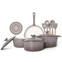 Conjunto de Panelas de Ferro Fundido Esmaltado 10 Peças - Frigideira, Caçarola, Wok e Panelas Antiaderentes Conjunto de Panelas de Ferro Fundido Esmaltado 10 Peças - Frigideira, Caçarola, Wok e Panelas Antiaderentes