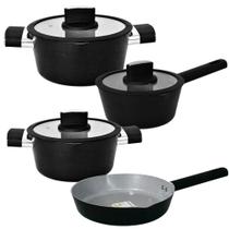 Conjunto de Panelas de Indução Antiaderente Cerâmica Chicago Preto 4 peças - Casambiente