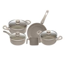 Conjunto de Panelas de Indução Granito Chef Taupe Revestimento Cerâmico 5 Peças Lyor