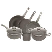 Conjunto de Panelas de Indução Granito Chef Taupe Revestimento Cerâmico 6 Peças Lyor