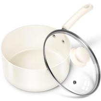 Conjunto de panelas de molho MICHELANGELO de cerâmica antiaderente 3L com tampa branca Conjunto de panelas de molho MICHELANGELO de cerâmica antiaderente 3L com tampa branca