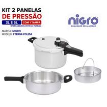 Conjunto de Panelas de Pressão Kit 3L e 6L Fechamento Externo Polida Eterna Nigro 97366 Conjunto de Panelas de Pressão Kit 3L e 6L Fechamento Externo Polida Eterna Nigro 97366