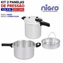 Conjunto de Panelas de Pressão Kit 4,5L e 8L Fechamento Externo Polida Eterna Nigro 97368 Conjunto de Panelas de Pressão Kit 4,5L e 8L Fechamento Externo Polida Eterna Nigro 97368