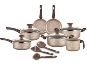 Conjunto de Panelas DItália 10 Peças Bianco Antiaderente Teflon com tampa de Vidro