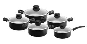 Conjunto De Panelas e Caçarolas Preto Teflon Antiaderente 5 Peças