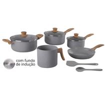 Conjunto de Panelas e Utensílios 7 peças Ceramic Life Easy Indução Cinza Gris Brinox