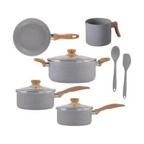 Conjunto de Panelas e Utensílios 7 peças Ceramic Life Easy Indução Cinza Gris Brinox